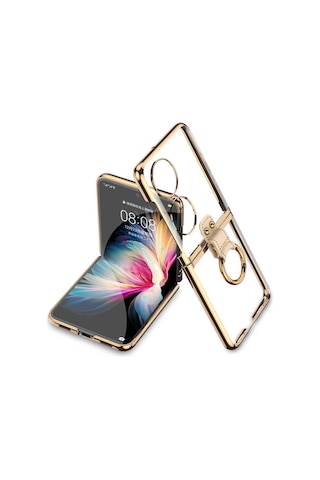Rba Aksesuar Huawei P50 Pocket Kılıf Rba Yüzüklü Kıpta Kapak - Gold Altın