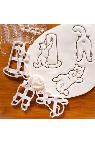 Gildedwill Plastik Kedi Kurabiye Kalıpları Kedi Poposu Şeklinde Kendin Yap Bisküvi Kurabiye Kalıbı Damgalı Pişirme Kapları Kendin Yap Bisküvi El Kalıbı Pişirme Malzemeleri