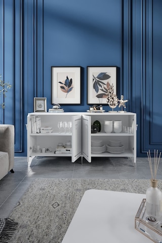 TREND KONSOL MDF MEBRAN KAPAK BEYAZ GÜMÜŞ