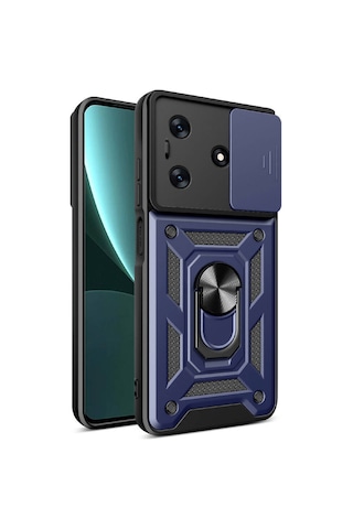 Nourthkiingdom Tecno Spark 10c Kılıf Magnetik Standlı Kamera Korumalı Nrtk Sürgülü Vega Kapak - Siyah Siyah
