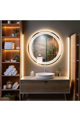 Luna Led'li Kumlamalı Lavabo & Banyo Aynası Dokunmatik Sensörlü 80 X 80 Günışığı