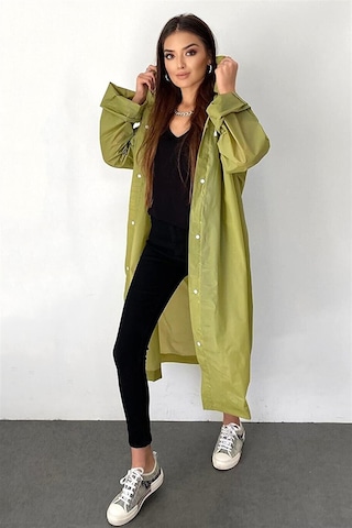 Unisex Kadın Ve Erkek Yağmurluk %100 Eva Çıtçıtlı Kapüşonlu Haki