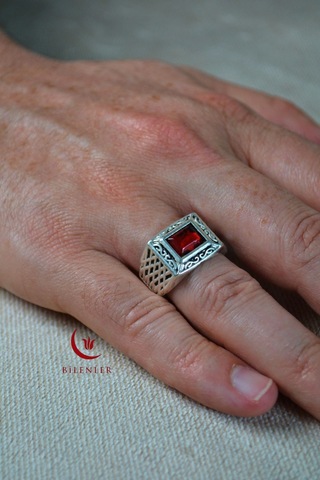 Erkek Taşlı Motifli Metal Yüzük, Şık Tasarım 40'lı Kutu Çok Renkli