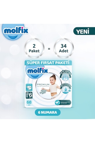 Molfix Premium Süper Fırsat Paketi 6 Beden 68 Adet 6 Numara 2'li