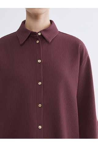 Lcw Modest Bordo Fitilli Kadın Gömlek Tunik