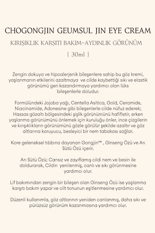 Missha Chogongjin Yıpranmış Cildi Besleyen Elastik Görünüme Yardımcı Göz Kremi 30 ML