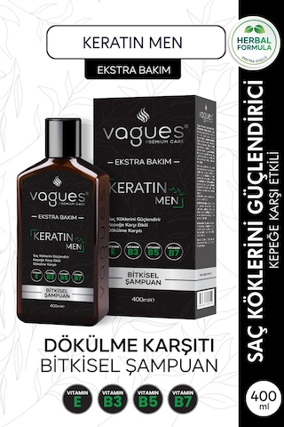 Keratin Men Erkeklere Özel Kepek Karşıtı, Dökülme Karşıtı Hızlı Uzama Etkili Bitkisel Şampuan Tüm Saç Tipleri