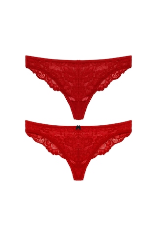 Arkası String Kırmızı Mor Renk Seçenekli Dantelli Kadın Külot