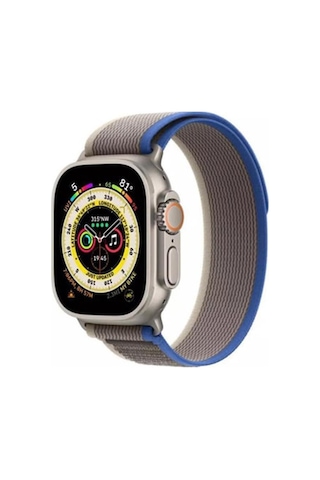 Apple Uyumlu Watch Se, Ultra 2, 9, 10 Trail Loop Kordon - 42/44/45/49mm - Gri Mavi