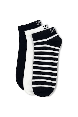 Ucla Lıoren 3'lü Siyah Kısa Jakarlı Pamuk Standard Fit Unisex Çorap