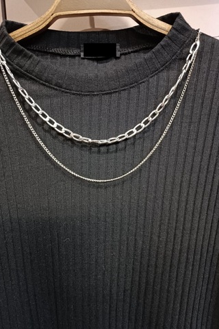 Kadın 2 Parça Metal Kolye Gümüş