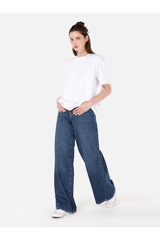 Colins 976 Mira Regular Fit Geniş Paça Yüksek Bel Jean Denım Kadın Pantolon Denim