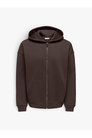 Only & Sons Onsceres Ovz Zıp Hoodıe Sweat Noos Erkek Kahverengi Sweatshirt - 5096084