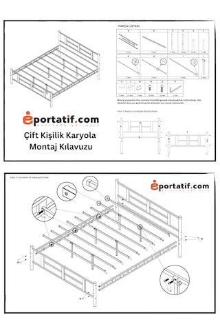 Manolya Çift Kişilik Metal Karyola A Kalite, Ses Çıkarmaz ,ölçülü Model Karyola Siyah