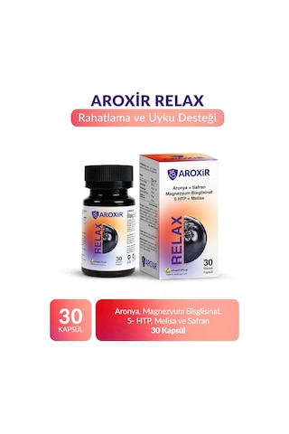 Aroxir Relax Uyku Desteği Aronya, Magnezyum Bisglisinat, 5- Htp, Melisa Ve Safran 30 Kapsül