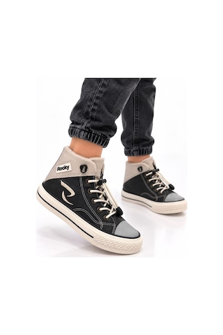 Papucumun Dünyası Çocuk Erkek/kız Yüksek Bilekli Bağcıklı Spor Ayakkabı Sneaker siyah