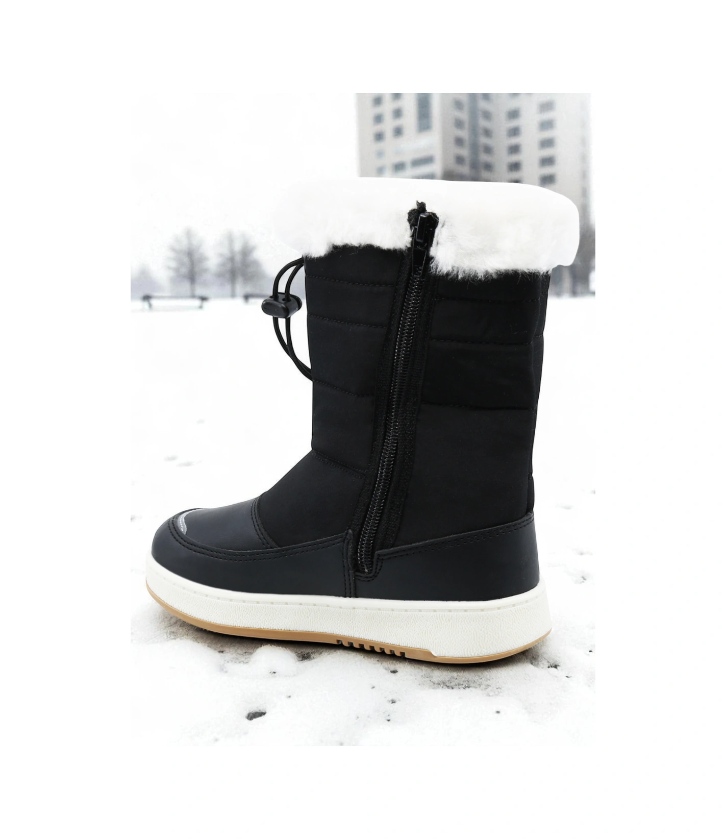 Khayt Astor Sıcak Astar Su Ve Soğuk Dayanıklı Çocuk Kar Botu Siyah