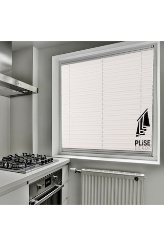 Plise Dekor Açık Gri Plise Perde - Cam Balkon Perdesi Vidalı Sistem