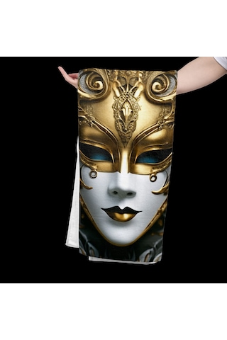 80x150 Su Emici Banyo Havlusu Antibakteriyel Hipoalerjenik Mask1 Altın - Siyah