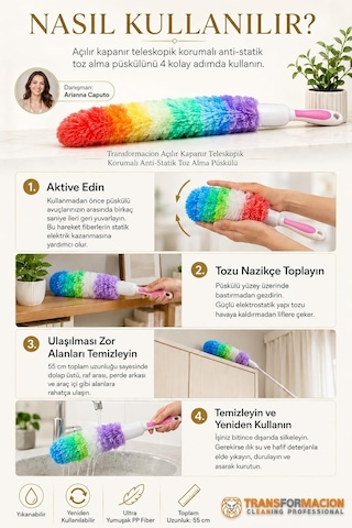 Transformacion Anti-statik Toz Alma Püskülü / Yıkanabilir Gökkuşağı Mikrofiber Toz Alıcı, Araba, Ev, Ofis İç Genel
