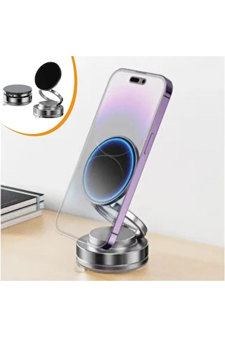 Ollevra Vakumlu Manyetik Telefon Tutucu Güçlü Vakum 360 Döner Araç İçi Telefon Standı, Ultra Sabit Manyetik Destekli Mobil Cihaz Aparatı