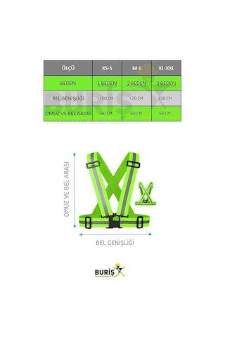 Xmlbayiciniz Reflektörlü Yelek, Motosiklet Bisiklet Scooter Uyumlu, Ayarlanabilir, Unisex, Yeşil, L Beden Genel