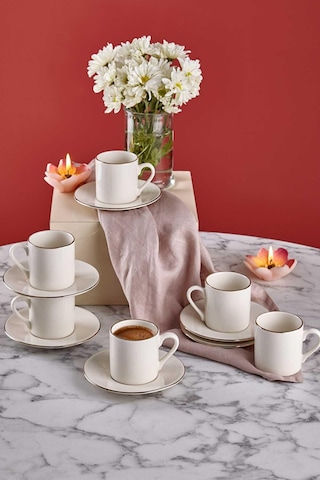 Neva N3263 Lilyum Plus 6 Kişilik Kahve Fincan Takımı