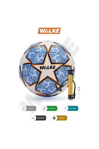 Walke Premium Şampiyonlar Ligi Temalı 5 Numara Futbol Topu Pompa Hediyeli Mavi