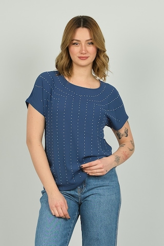 Ella Camelia Kadın İşlemeli Bluz 19e093 Indigo İndigo
