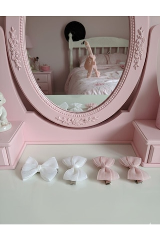 Retro Women Kız Çocuk Bebek Kurdele Hediye Doğum Günü Tül Tü Tü Toka Seti Pembe