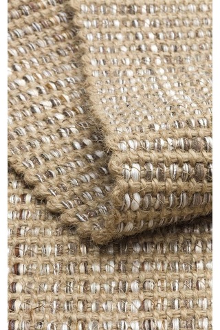 Doha Dh 01 Beıge Jüt Ve Polyester İle Üretilen Çift Taraflı Modern Kilim