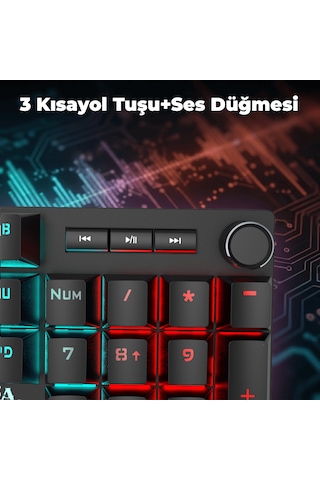 Ikg-458 Rgb Mekanik Gaming Klavye Red Switch Bilek Destekli Anti-ghosting Multimedya Tuşlu