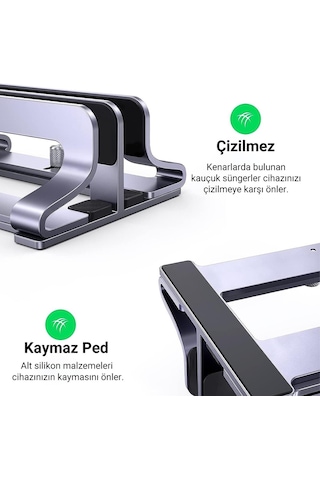 Ugreen Masaüstü Alüminyum Çift Yuvalı Dikey Notebook Macbook Laptop Standı