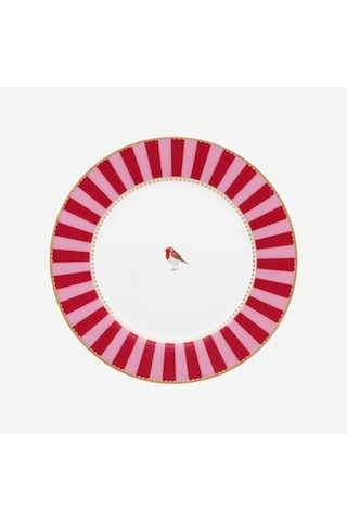 Kırmızı Pembe Porselen Kahvaltı Tabağı 21 Cm