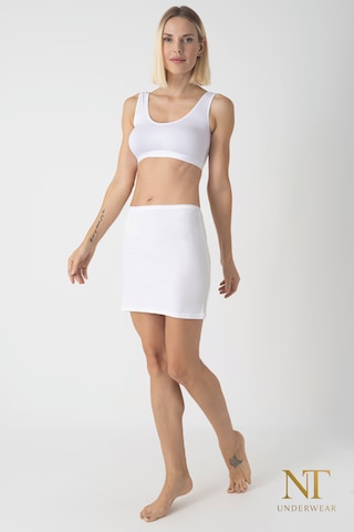 Nt Underwear Bambu Mini Etek Astarı, Mini Jupon - Doğal Kumaş, Modern Kalıp. Beyaz