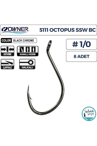 Owner 5111 Octopus Ssw Delikli İğne Siyah 1/0 8 Adet