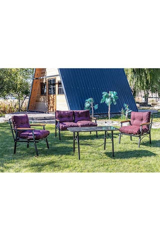 Btkconsept Tarz Model 2+1+1 Masa Bahçe Balkon Takımı Bordo