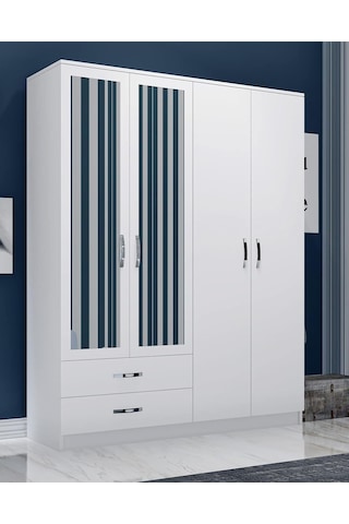 Metalia Gm 071 Novado 4 Kapılı 2 Çekmeceli Aynalı Gardrop Dolap Çok Renkli