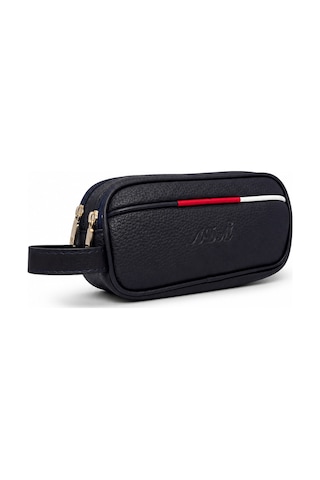 Vıatox Ar-01 Erkek Siyah Suya Dayanıklı Suni Vegan Deri Traşlık Bakım Seyahat El Çantası Portföy/clutch Lacivert Kırmızı