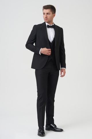 White Stone New York D2401 Slim Fit 6 Drop Takım Elbise Siyah - Siyah