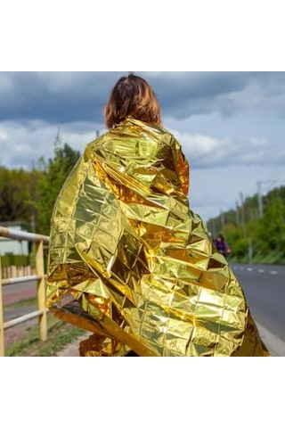 2 Adet Soğuk Ve Sıcak Tutan Çift Taraflı Acil Durum Battaniyesi 130cm X 210cm