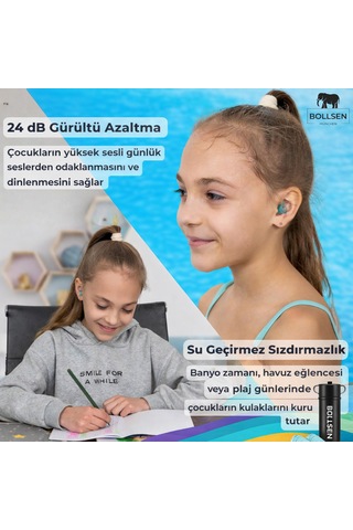 Çocuk Kulak Tıkaçları 24 Db Snr Gürültü Azaltma Su Geçirmez Yüzme Uyku Seyahat Okul İçin Yumuşak Yeniden Kullanılabilir Silikon Kulak Koruyucu Güvenli Konforlu Uyum