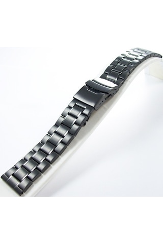 22Mm Siyah Metal Saat Kordonu Çelik Kolçak 1.Kalite Kayış Şeritli