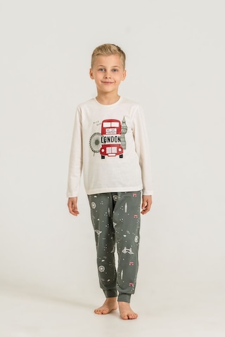 Rolypoly Erkek Çocuk Beep Beep London Bus Beyaz Uzun Kol Pijama Takım Rp3877-c-v2 Rp3877-c-v2
