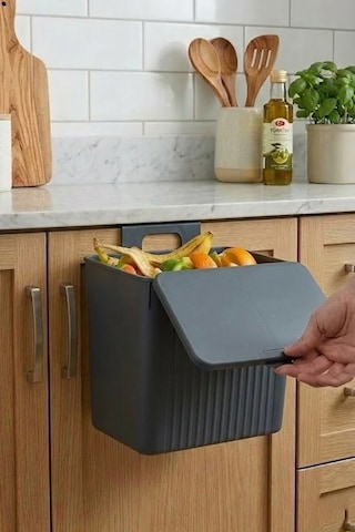 Askılı Ve Yapışkanlı Mutfak Ve Banyo İçin Pratik Çöp Kovası 8lt Antrasit