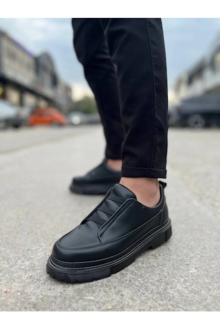 Vexor Kb-703 Kuback Kömür Cilt Lastikli Günlük Erkek Ayakkabı Siyah