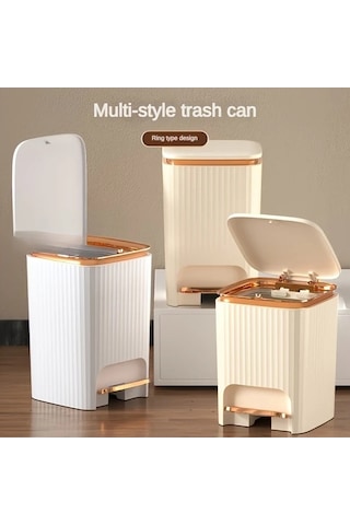 Fastbuy Challenger 2025 Yeni Model Büyük Kapasiteli Beyaz Pedallı Çöp Kovası Mutfak Oturma Odası Banyo Kullanımı Beyaz