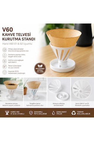 V60 Kahve Telvesi Kurutma Standı Hario V60 Uyumlu Filtre Kurutucu Pour Over Kahve Aksesuarı