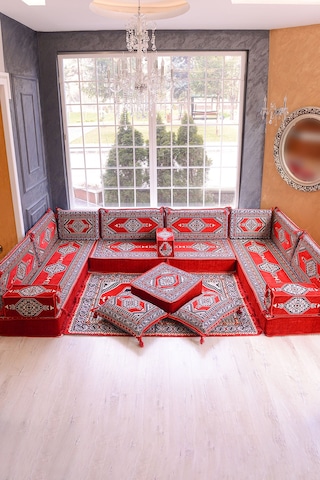 Şark Köşesi Takımı Kırmızı Yahyalı Modeli 18 Parça 20 Cm Minder Kalınlığı Kırmızı