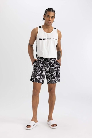 DeFactoFit Regular Fit Baskılı Esnek Dokulu Diz Boyu Sporcu Deniz Şortu B5994AX24HSBK81 Siyah